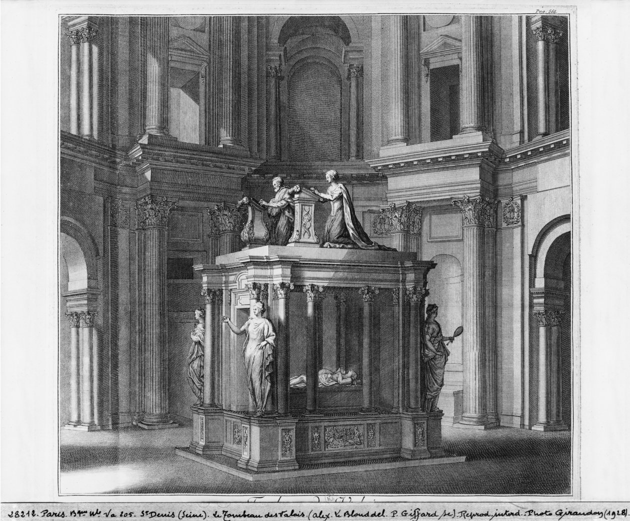 Tombeau de Henri II et Catherine de Médicis dans le mausolée des Valois, illustration de 
