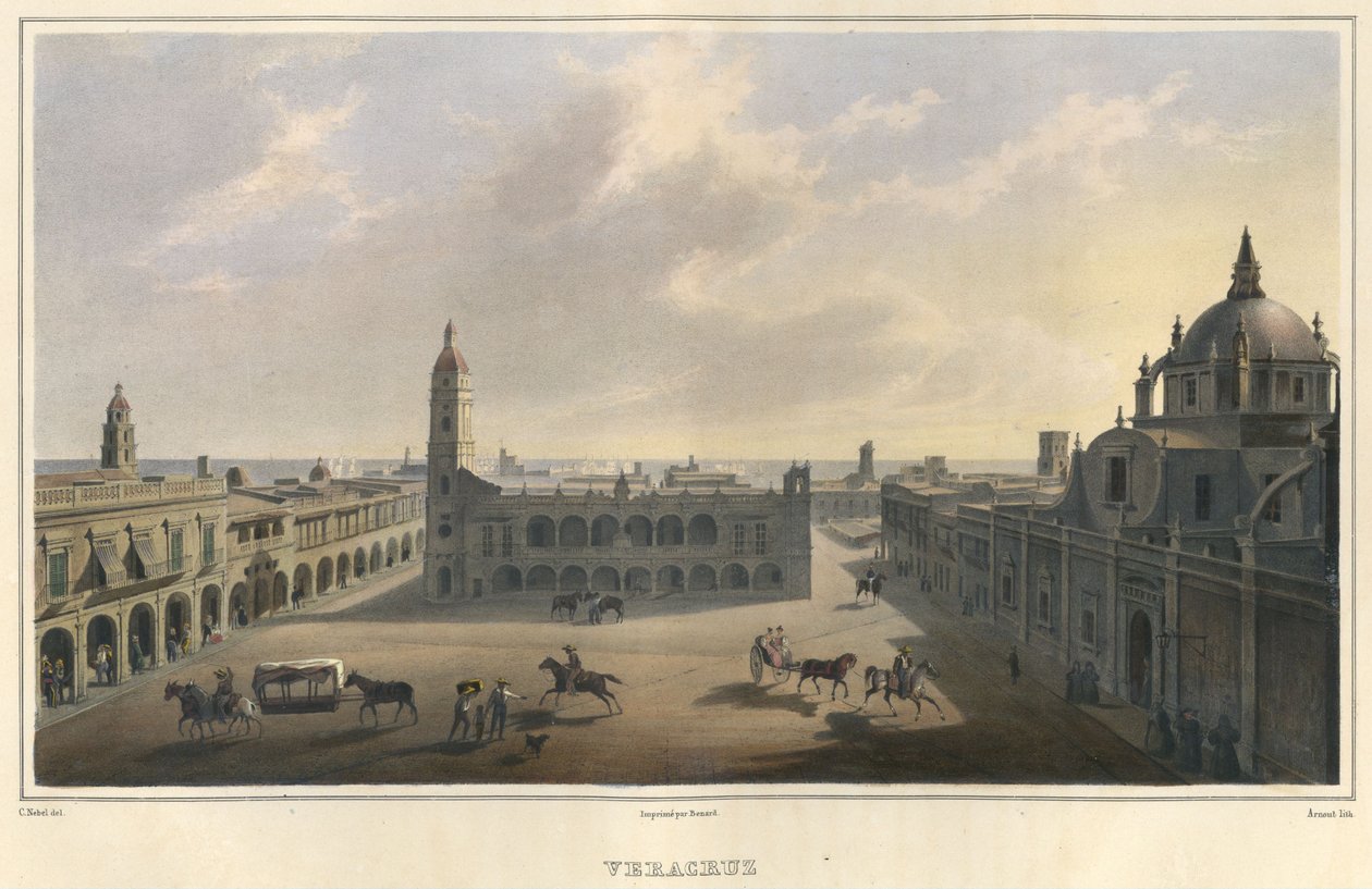 Vue de la place principale de Veracruz, Mexique, 1829-1834 - Jean Baptiste Arnout