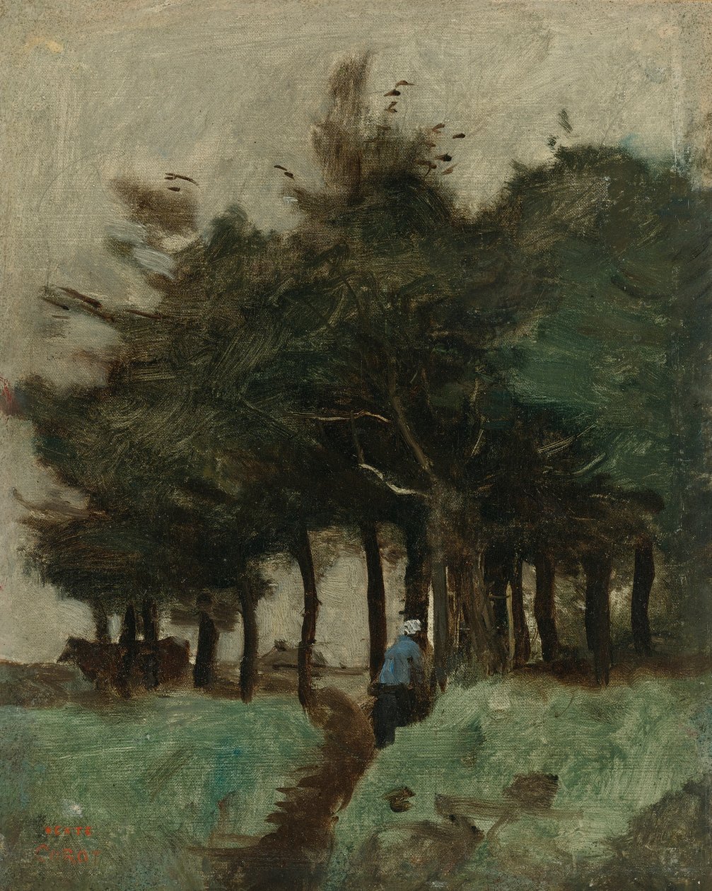 Boulogne-sur-Mer, sentier creux dominé par les arbres - Jean Baptiste Camille Corot