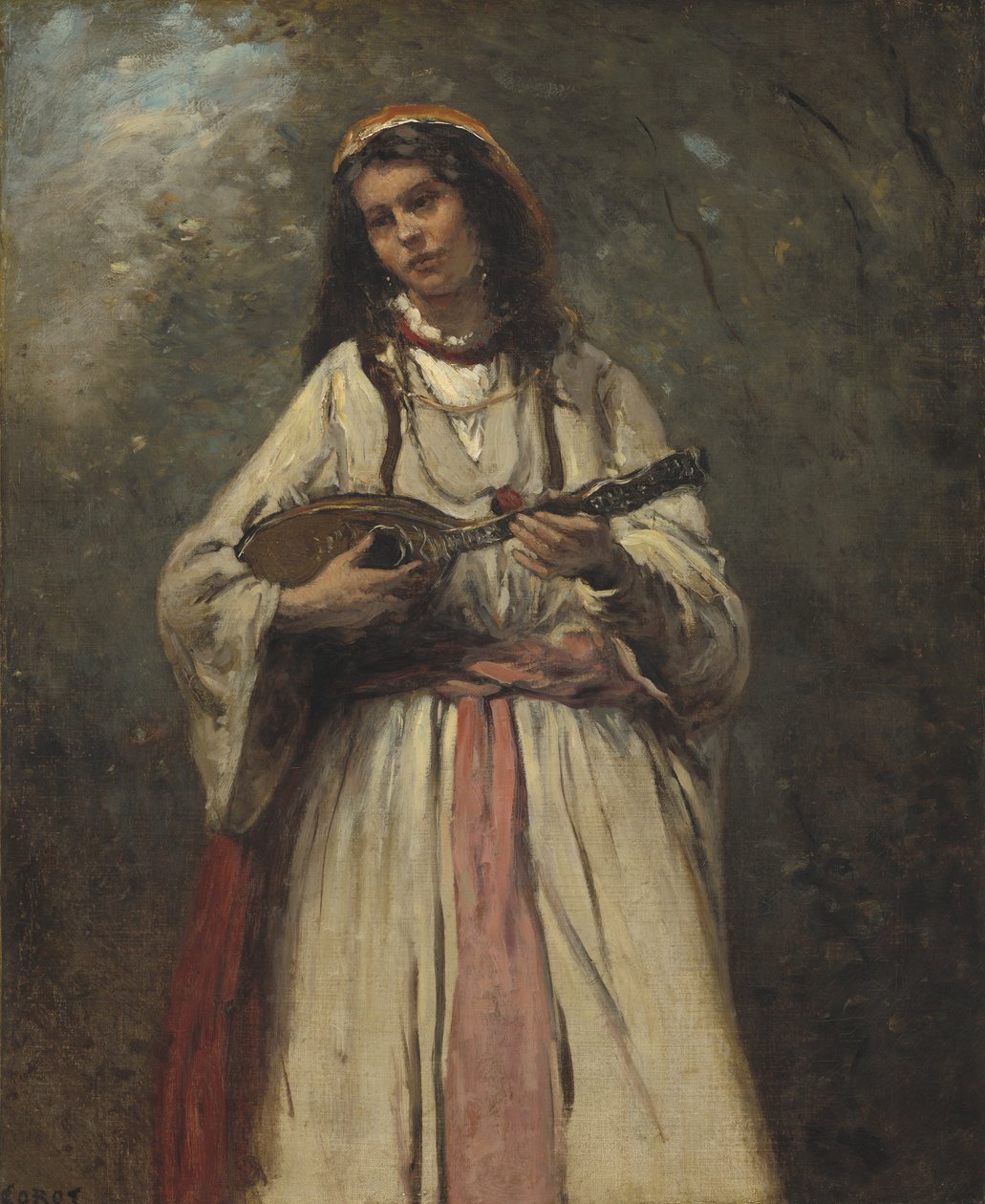 Jeune fille gitane avec mandoline, c.1870 - Jean Baptiste Camille Corot