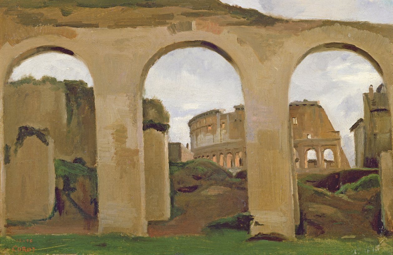 Le Colisée, vu à travers les arcades de la basilique de Constantin, 1825 - Jean Baptiste Camille Corot