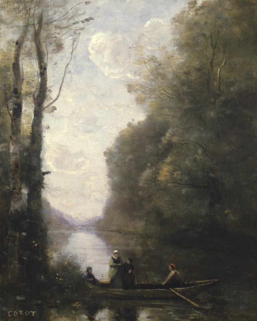 Le passeur quittant la rive avec deux femmes, 1865 - Jean Baptiste Camille Corot