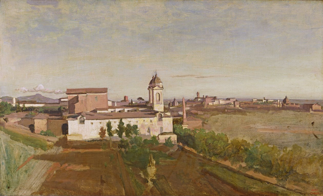 Trinité des Monts depuis la Villa Médicis, c.1830-34 - Jean Baptiste Camille Corot