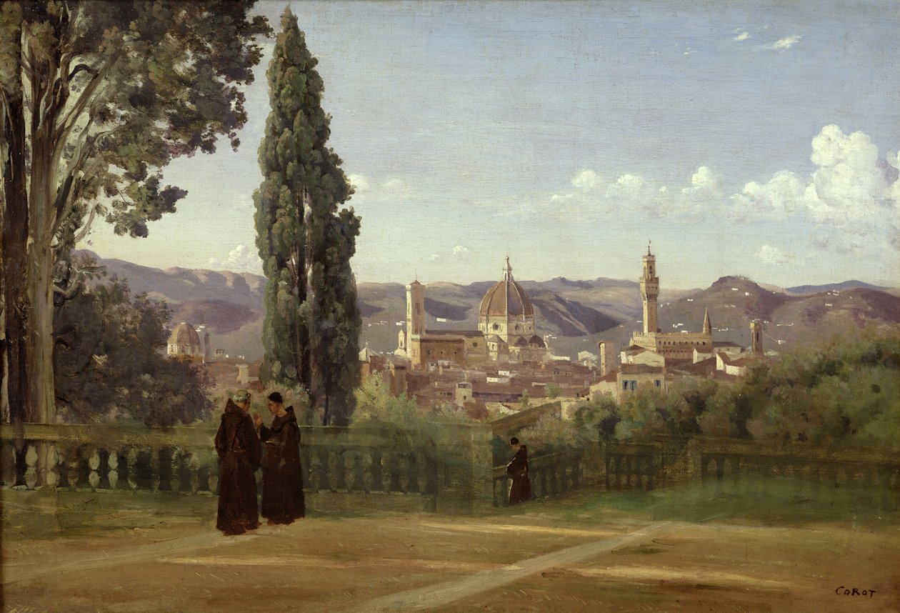 Vue de Florence depuis les Jardins de Boboli, c.1834-36 - Jean Baptiste Camille Corot