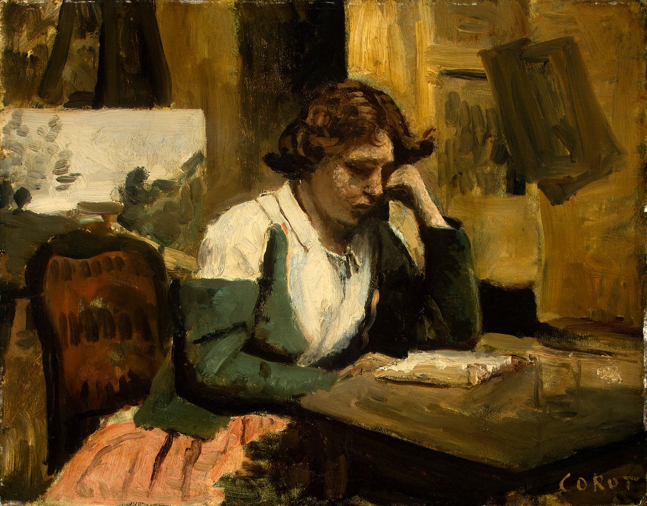 Jeune fille lisant - Jean Baptiste Camille Corot