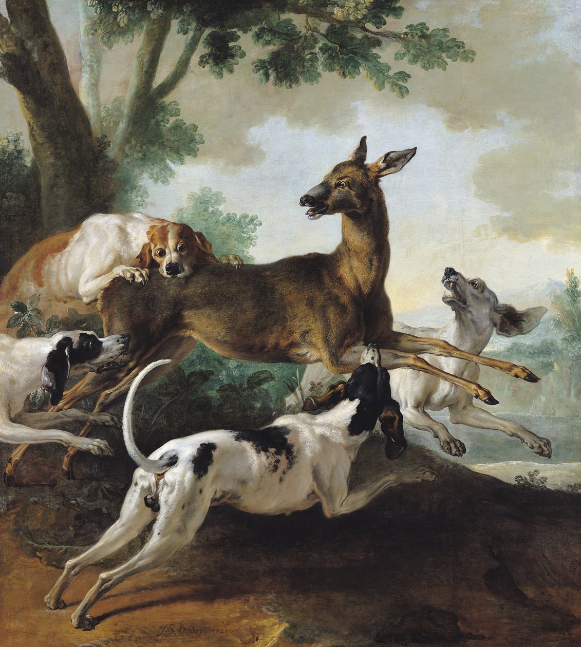 Un cerf chassé par des chiens, 1725 - Jean Baptiste Oudry