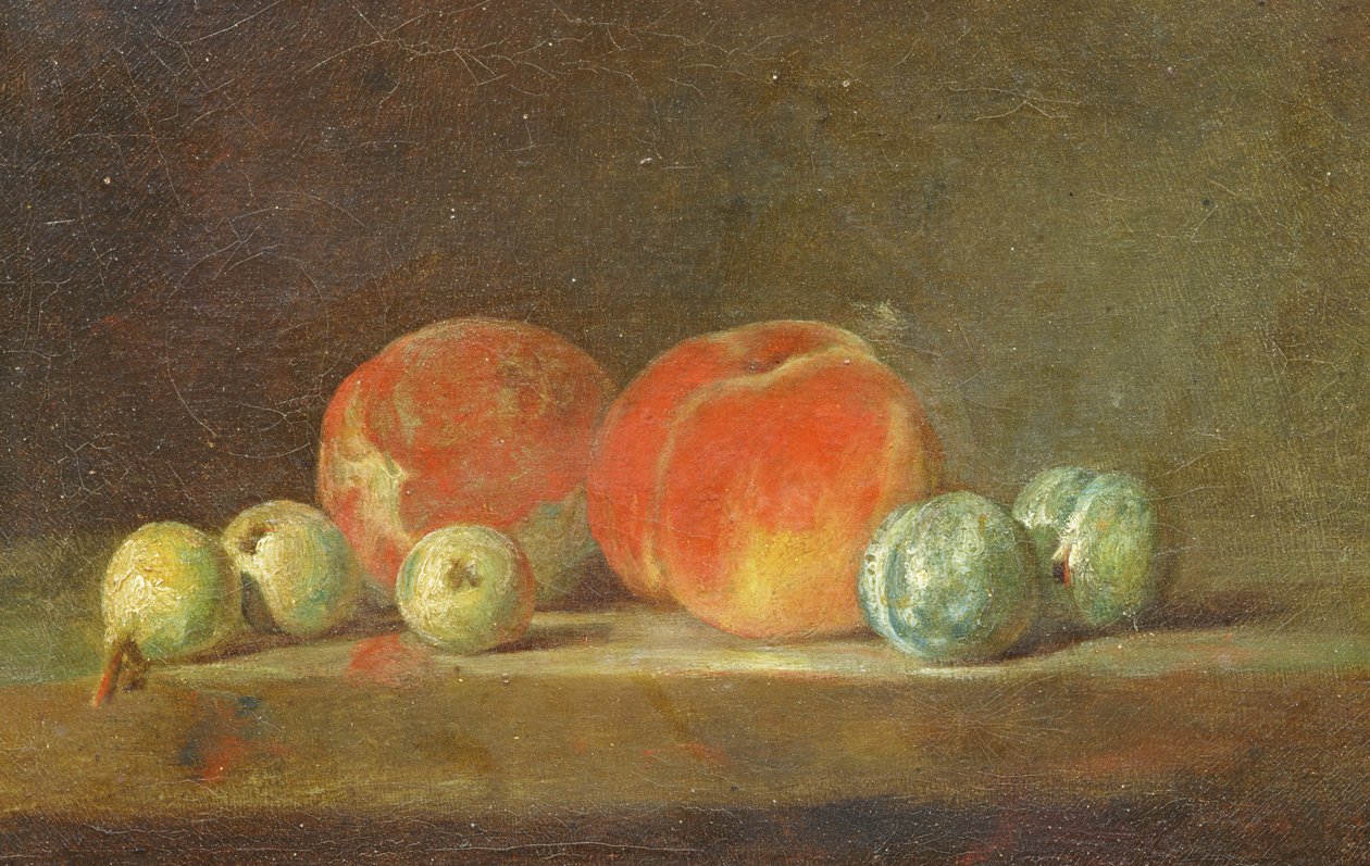 Pêches, poires et prunes sur une table - Jean Baptiste Simeon Chardin