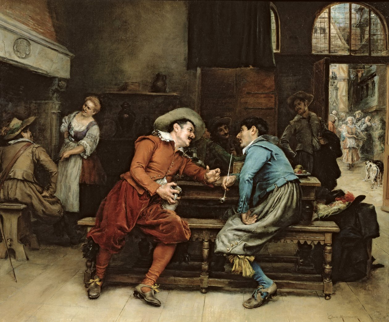 Deux hommes parlant dans une taverne - Jean Louis Ernest Meissonier