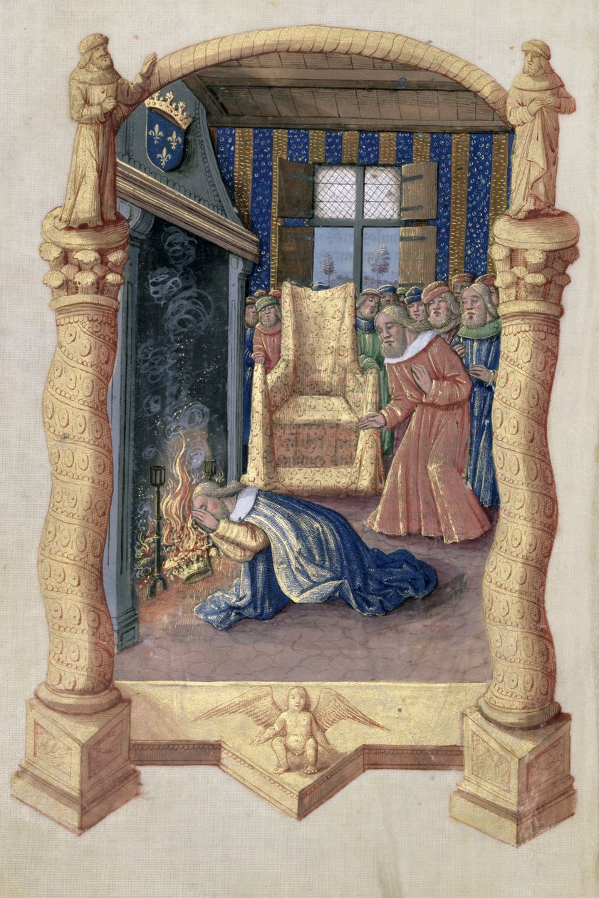 Ms Lat. Q.v.I.126 f.66v David pleurant la mort de son fils Absalom, du 