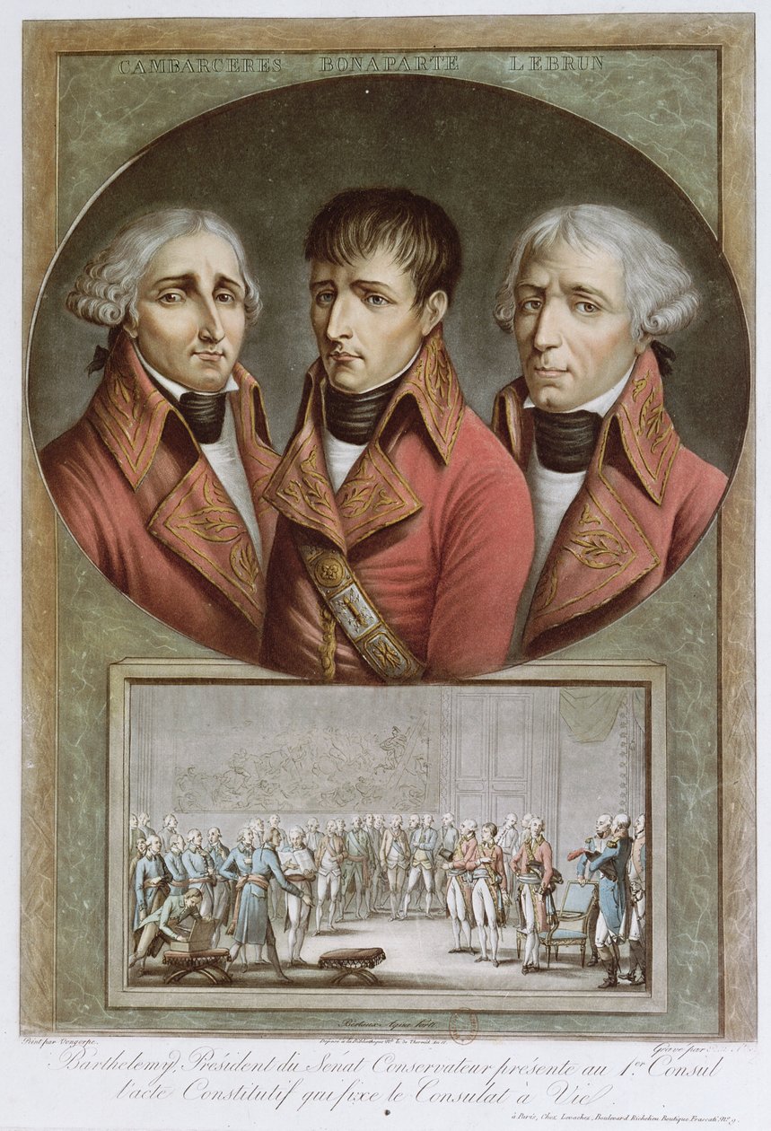 Portrait des trois consuls de la République et Barthélemy présentant l