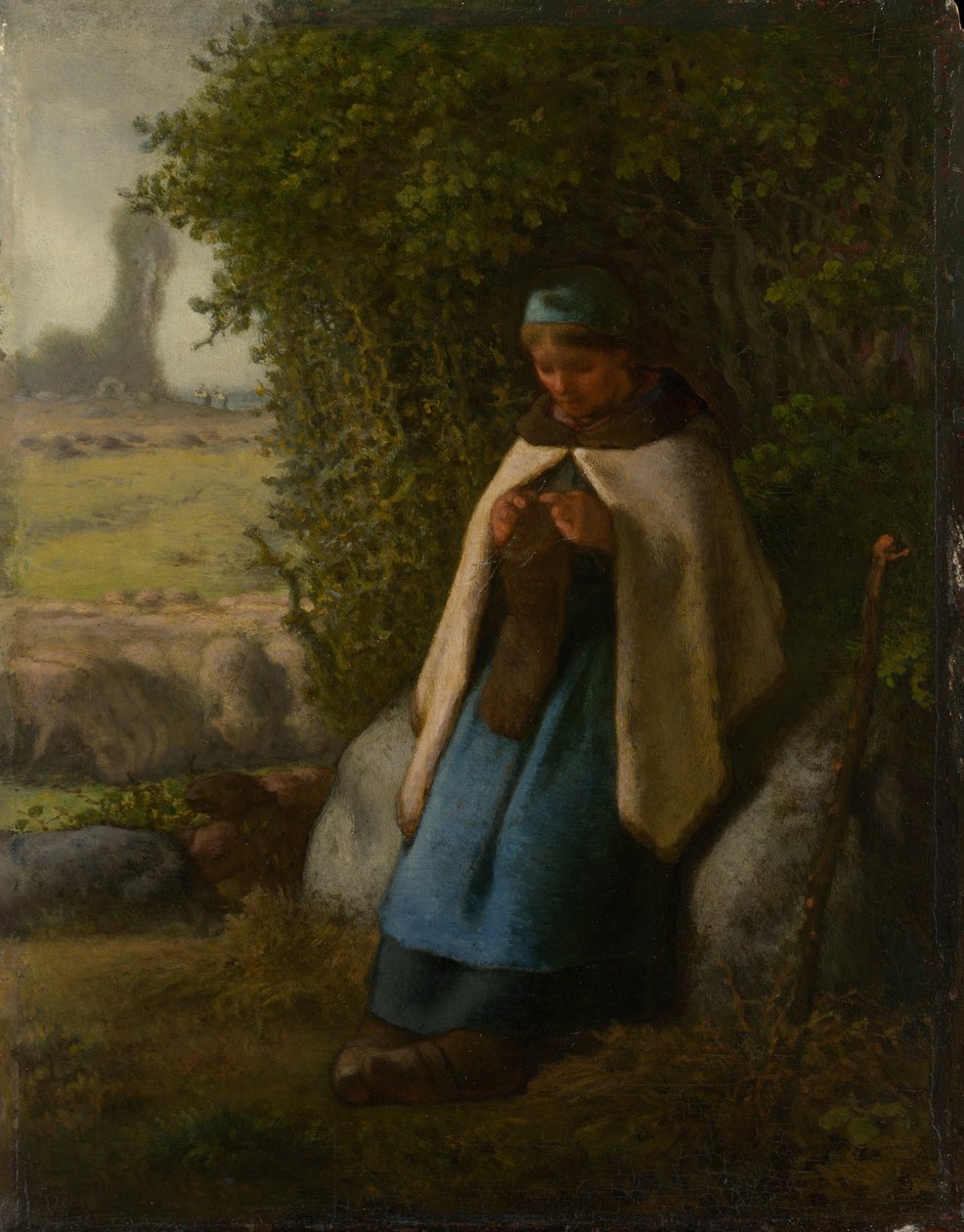 Bergère assise sur un rocher - Jean Francois Millet