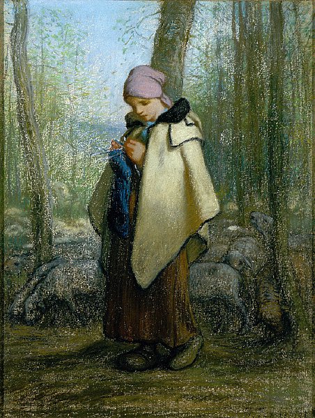 La bergère tricotant - Jean Francois Millet