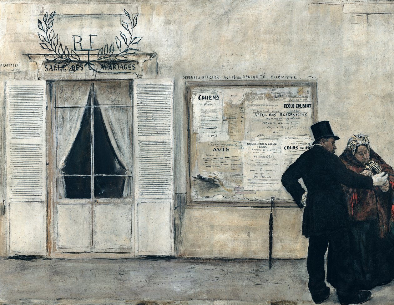 Invités attendant la cérémonie de mariage - Jean Francois Raffaelli