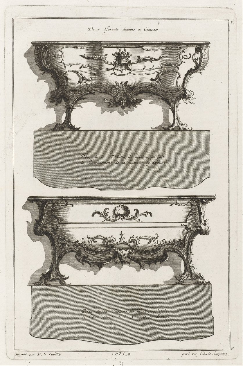 Deux différents desseins de commodes - Jean François Cuvilliés