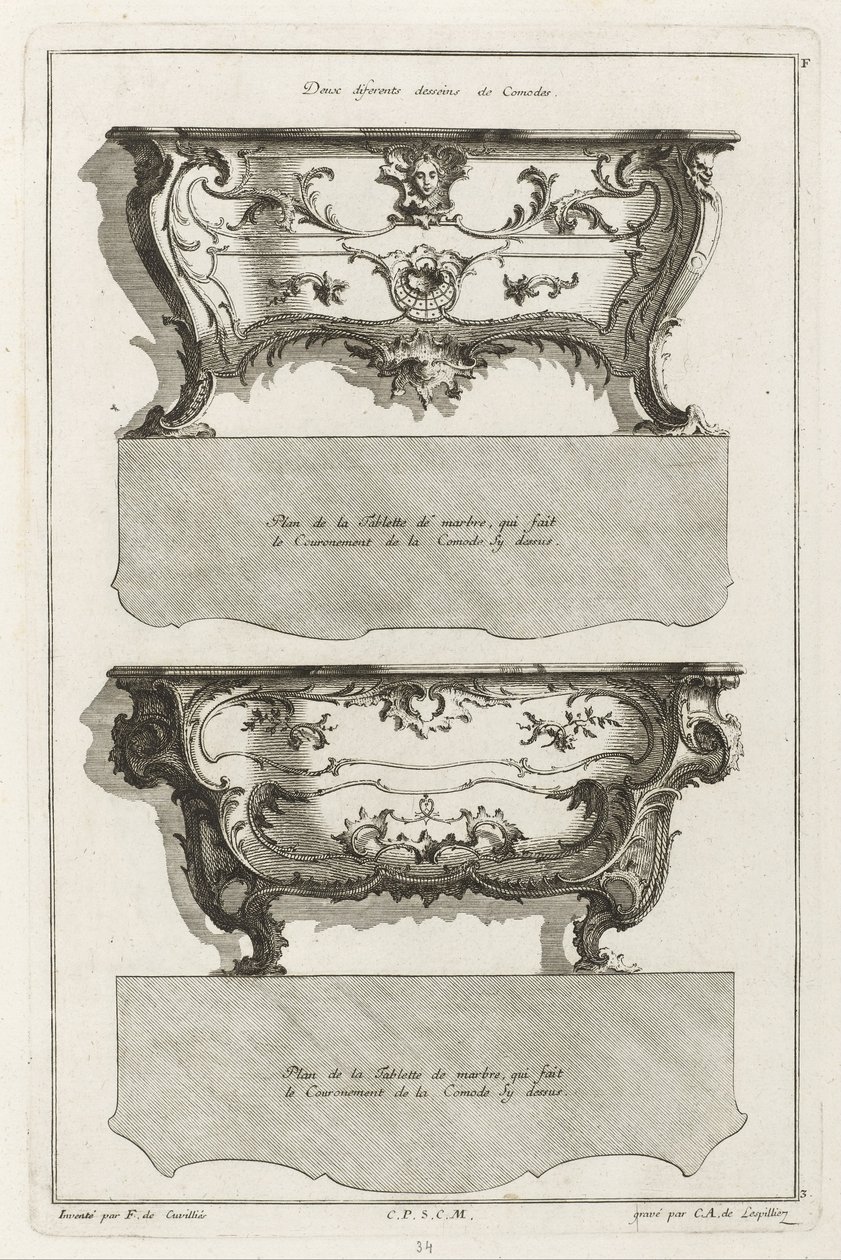 Deux différents desseins de Comodes - Jean François Cuvilliés