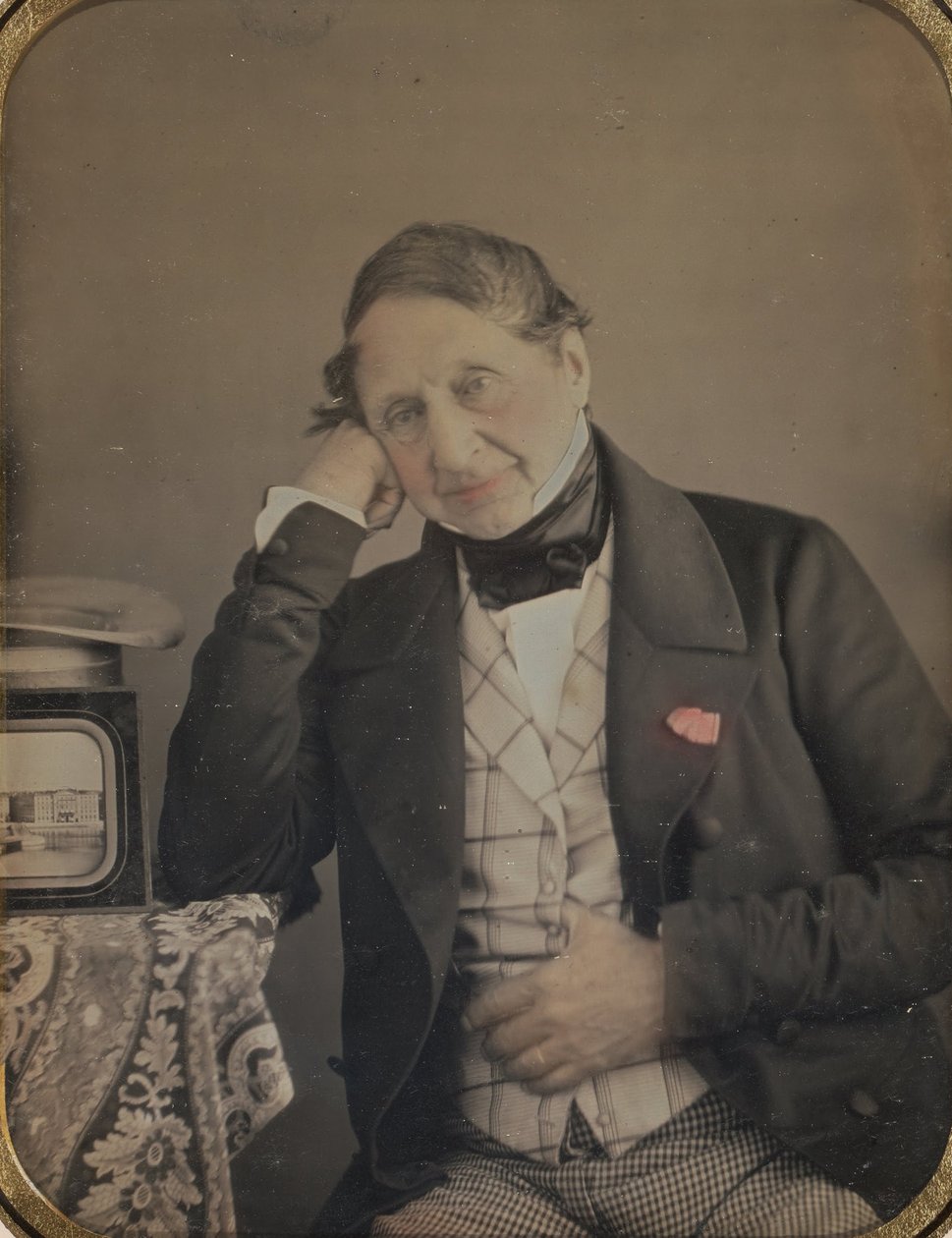 Autoportrait avec un daguerréotype de Genève - Jean Gabriel Eynard