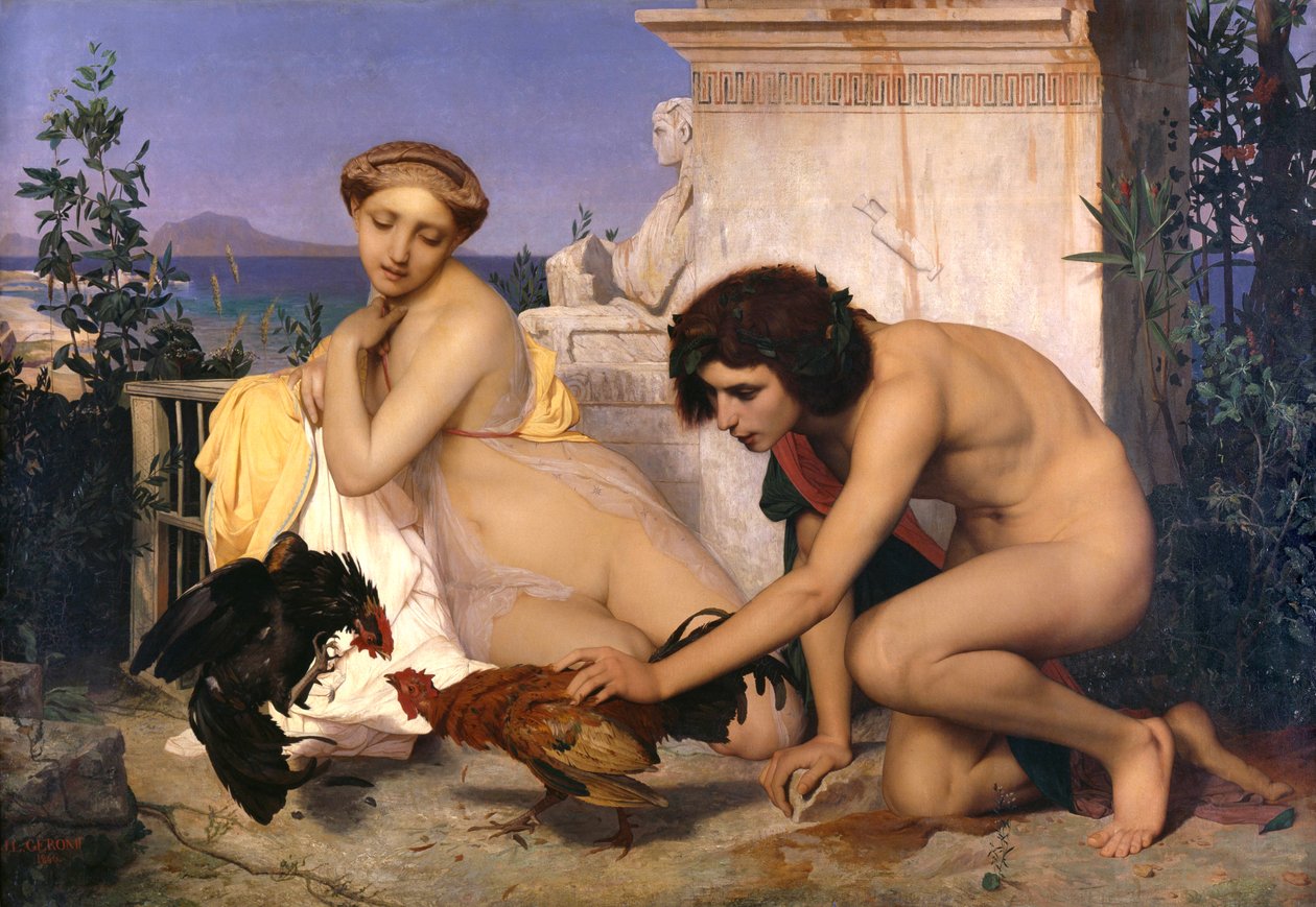 Jeunes Grecs assistant à un combat de coqs - Jean Leon Gerome