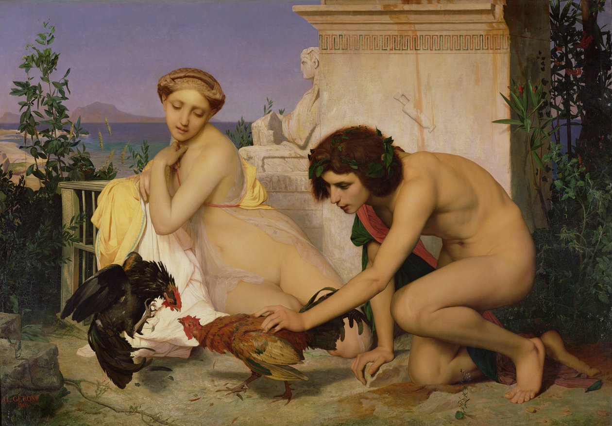 Jeunes Grecs encourageant les coqs à se battre, 1846 - Jean Leon Gerome