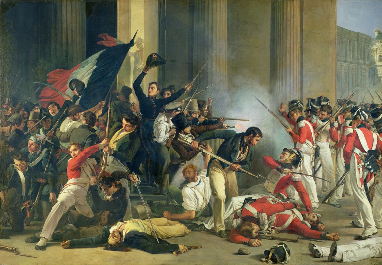 Scène de la Révolution de 1830 au Louvre - Jean Louis Bezard