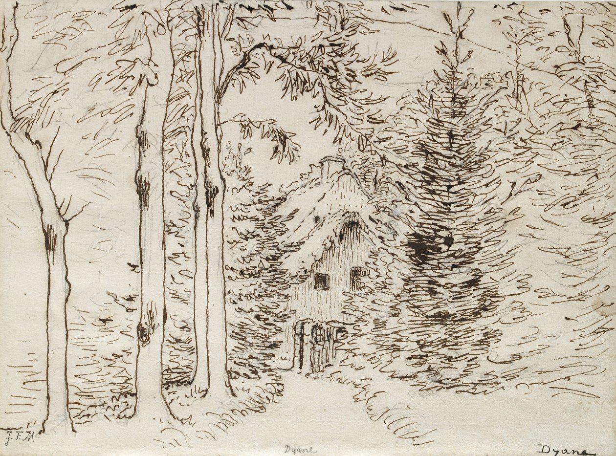 Chemin à travers les bois vers une maison au toit de chaume, 1866 - Jean Francois Millet