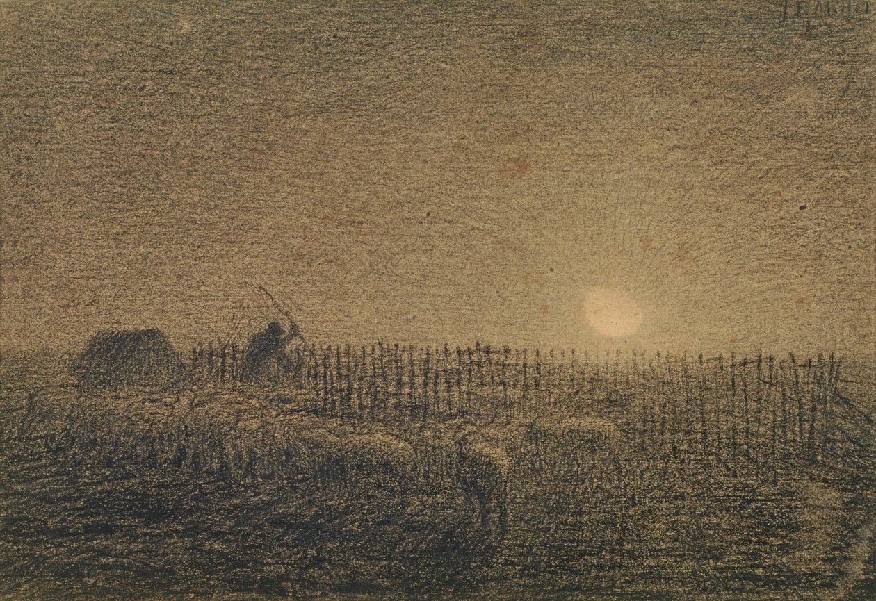 Le berger au bercail au clair de lune - Jean Francois Millet