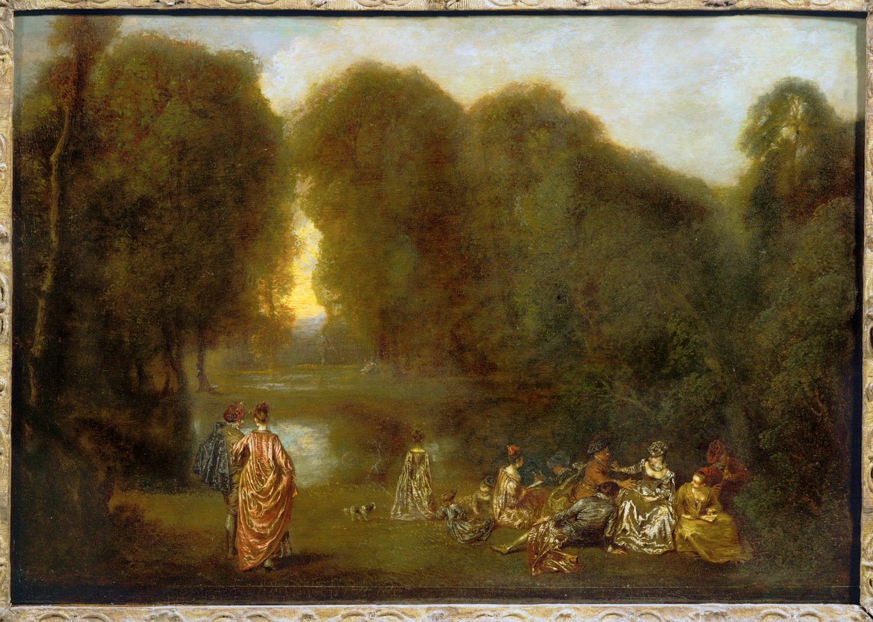 Assemblee dans un parc … - Jean Antoine Watteau