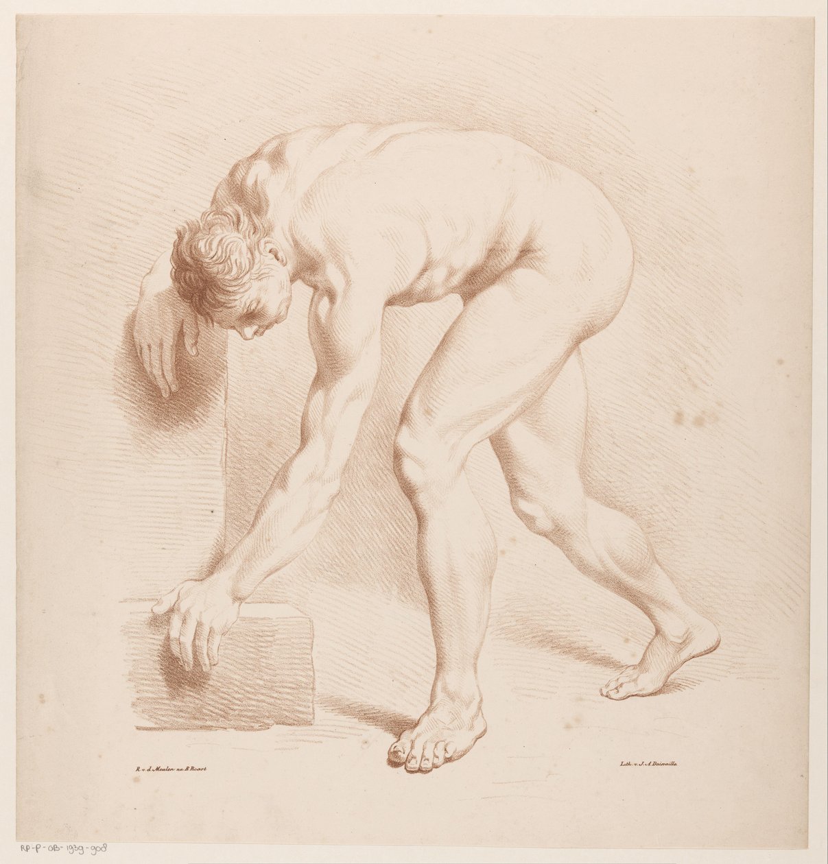 Homme nu courbé - Jean Augustin Daiwaille