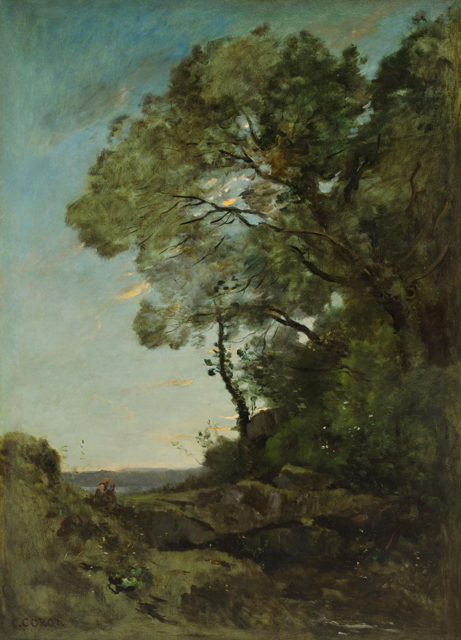 Paysage arboré (soirée) - Jean Baptiste Camille Corot