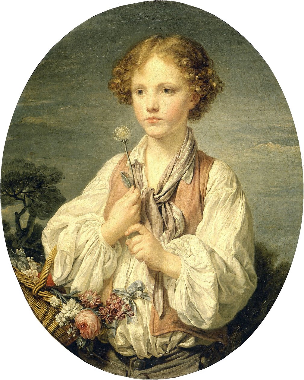 Jeune berger tenant une fleur - Jean Baptiste Greuze