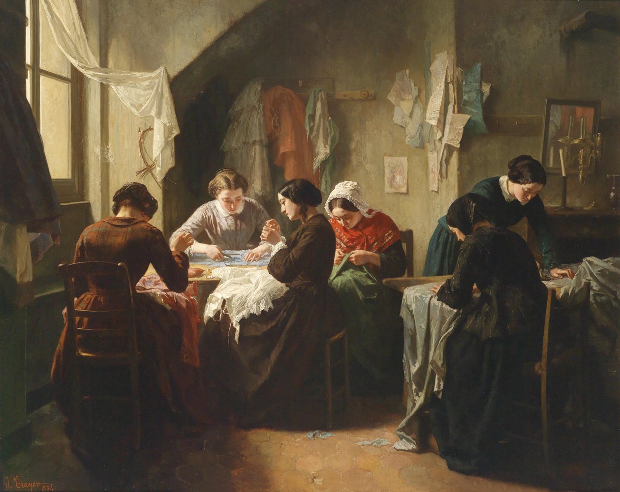 Couturières bretonnes - Jean Baptiste Jules Trayer