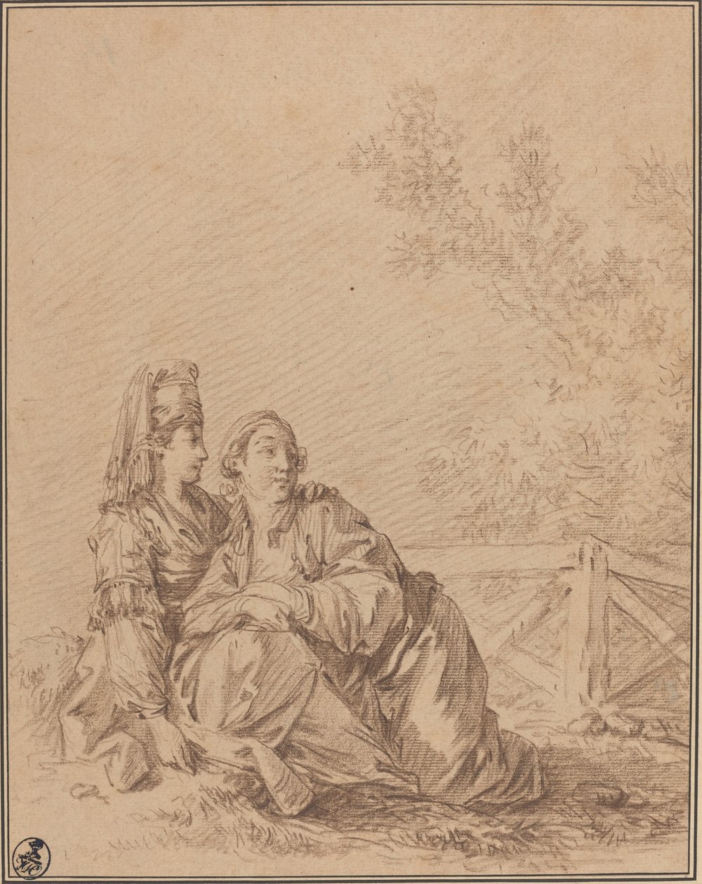 Deux Russes assis dans un paysage - Jean Baptiste Le Prince