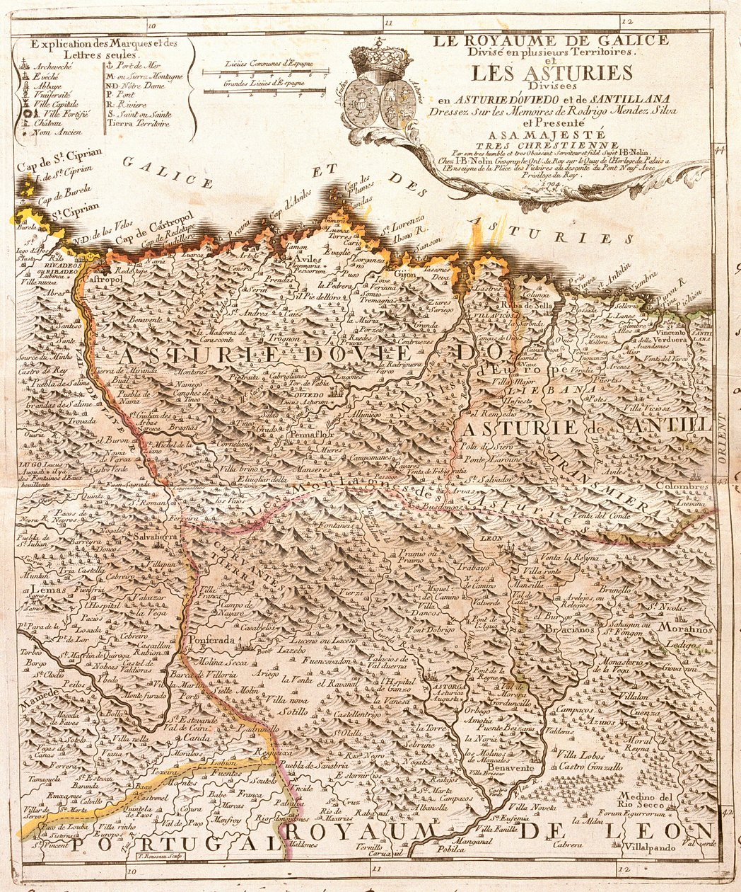 Carte des Asturies (Espagne) - Jean Baptiste Nolin