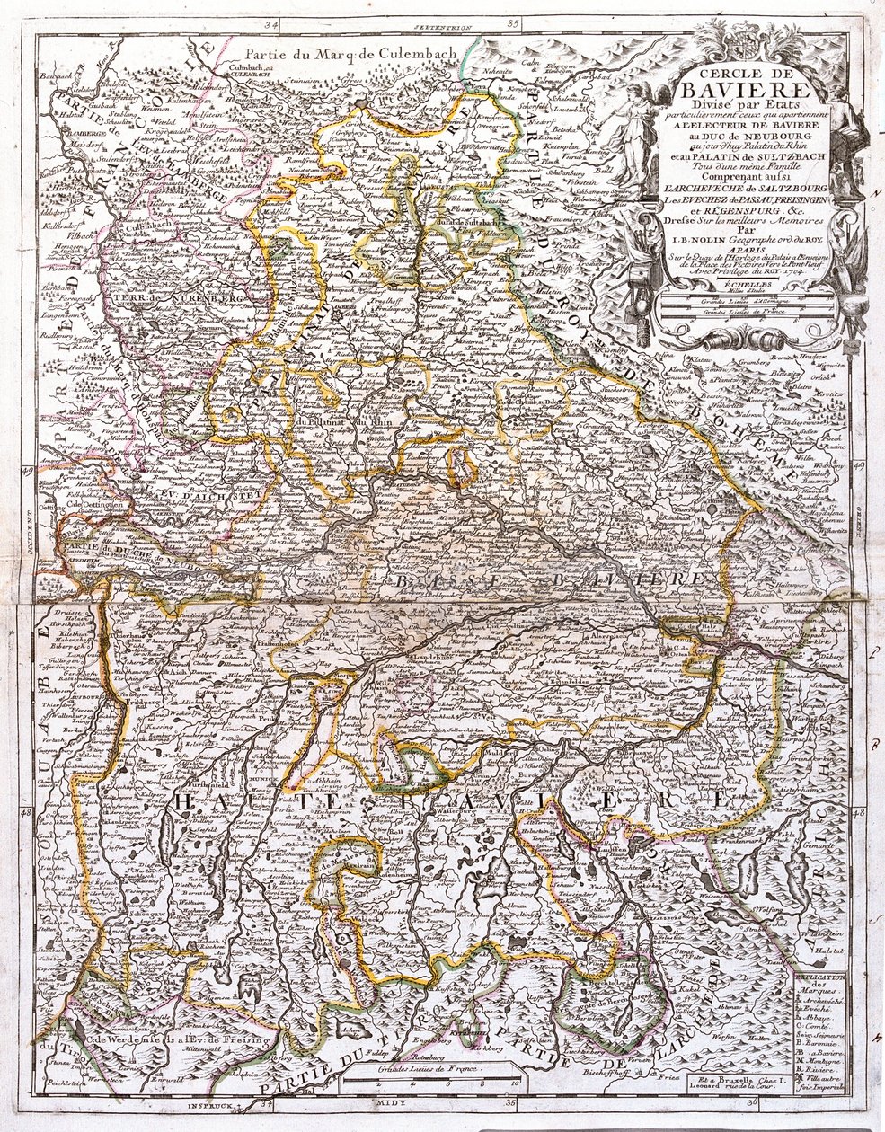 Carte de la Bavière (Allemagne) - Jean Baptiste Nolin