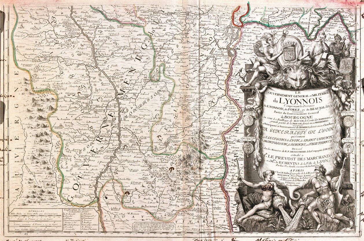 Carte du Lyonnais (France) (gravure) - Jean Baptiste Nolin