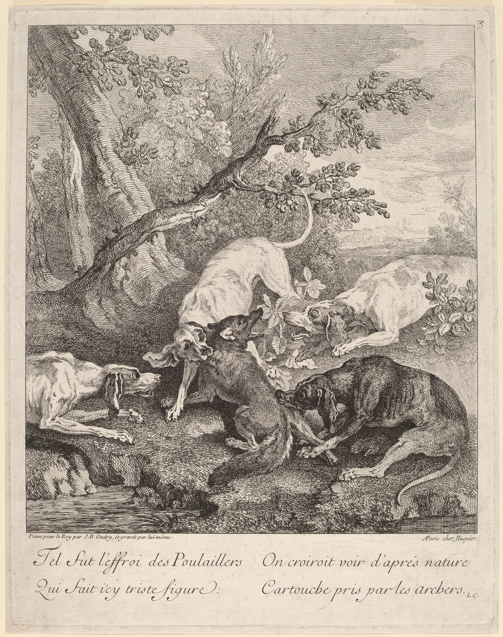 Un Renard Attaqué par des Chiens - Jean Baptiste Oudry