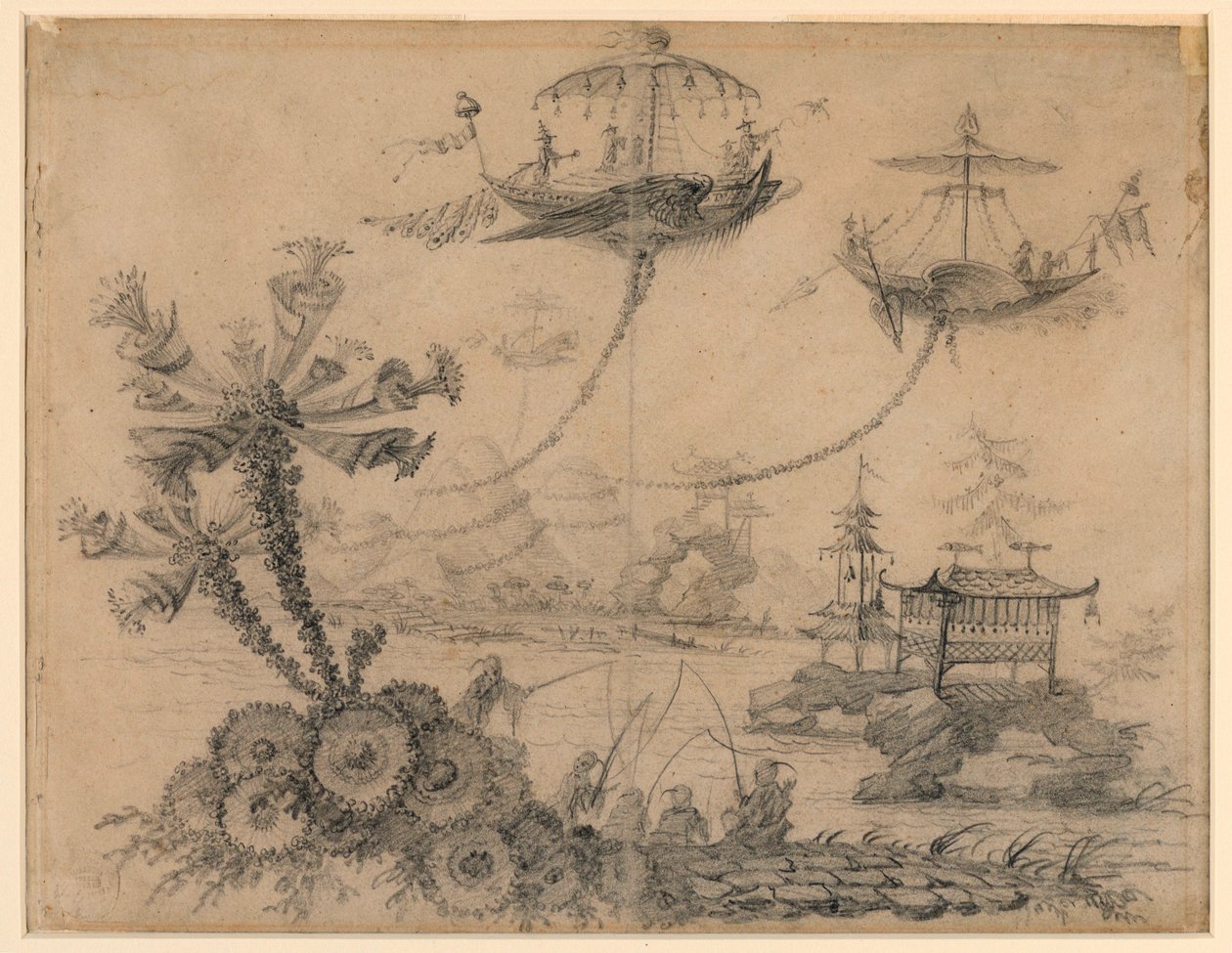 Dessin, fantaisie chinoise, 1770-90 - Jean Baptiste Pillement