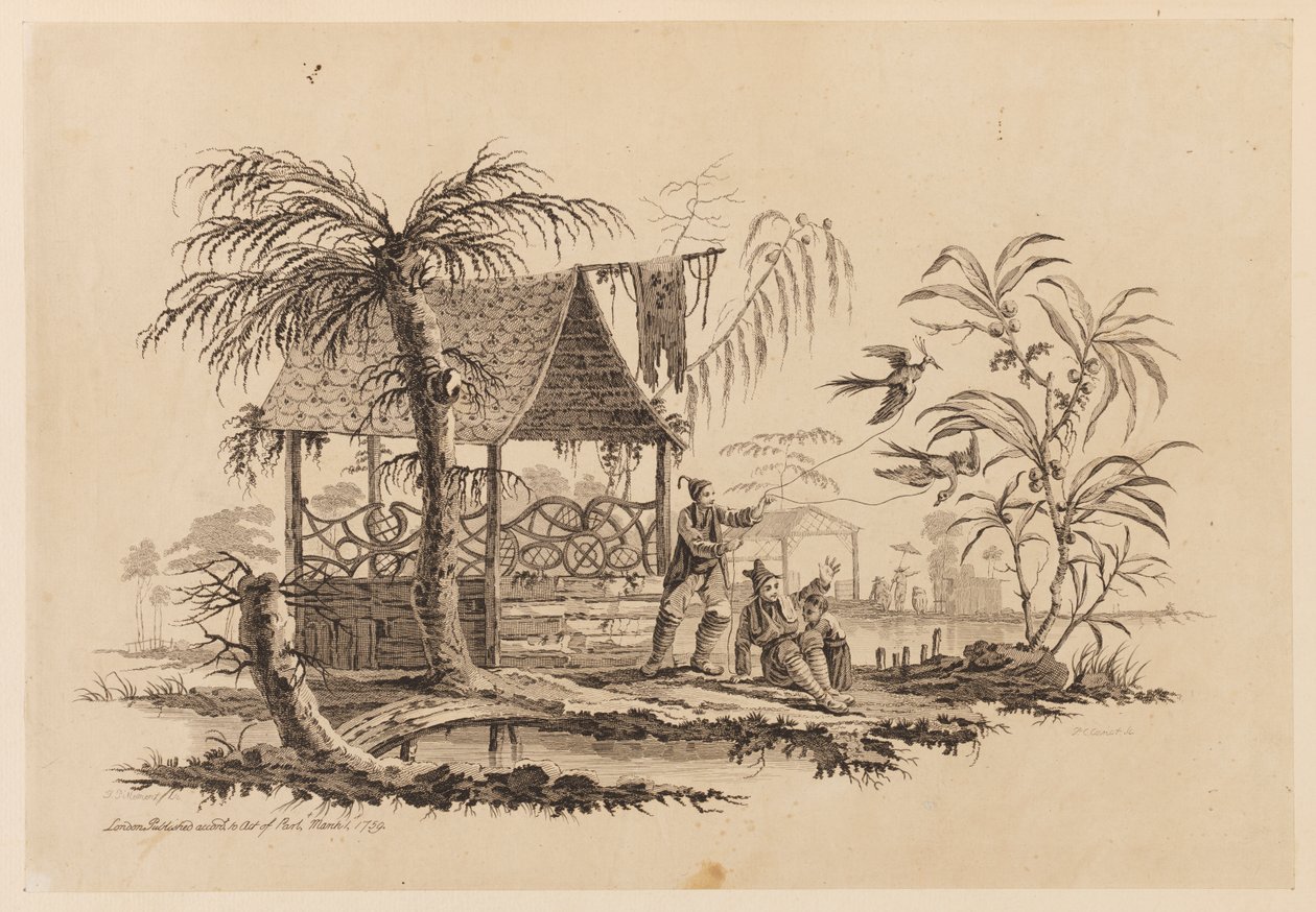 Figures faisant voler un cerf-volant - Jean Baptiste Pillement
