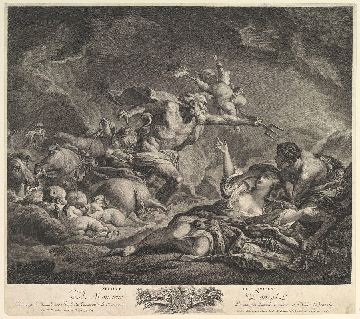 Neptune et Amymone, XVIIIe siècle - Jean Claude Danzel