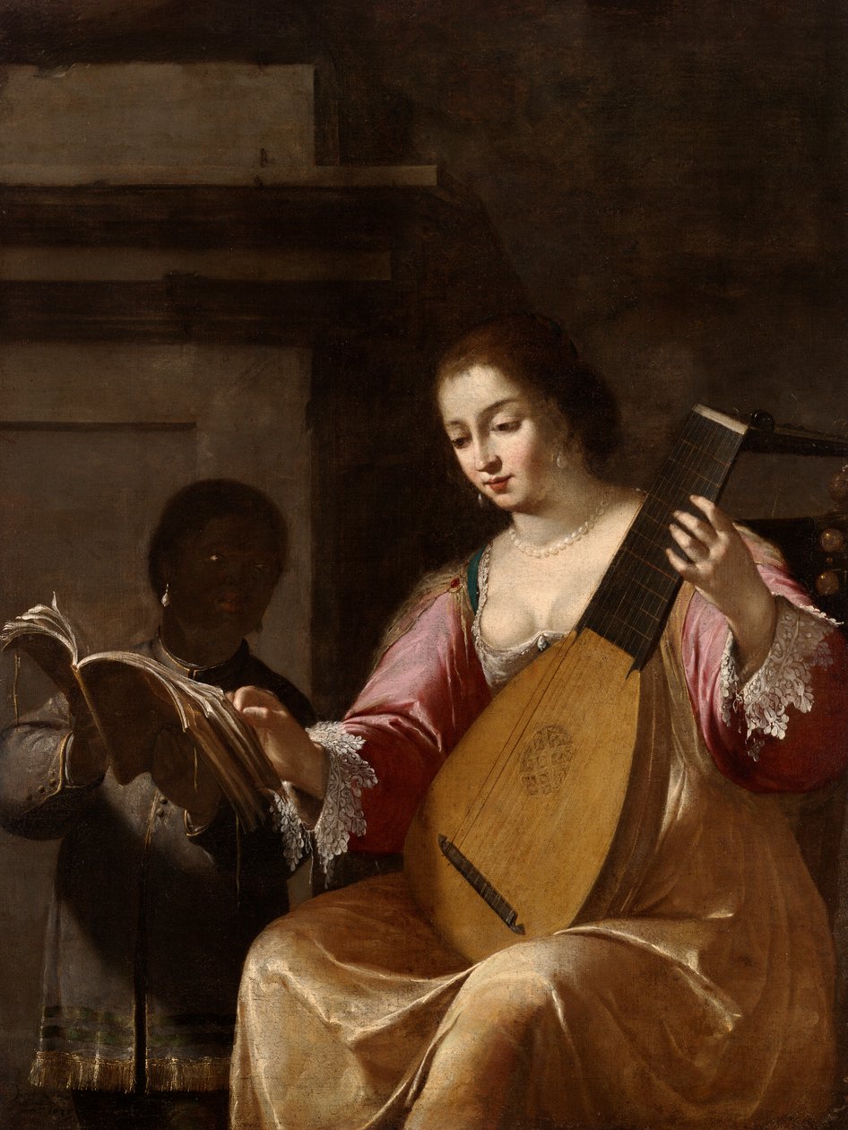 Femme jouant du luth - Jean Daret