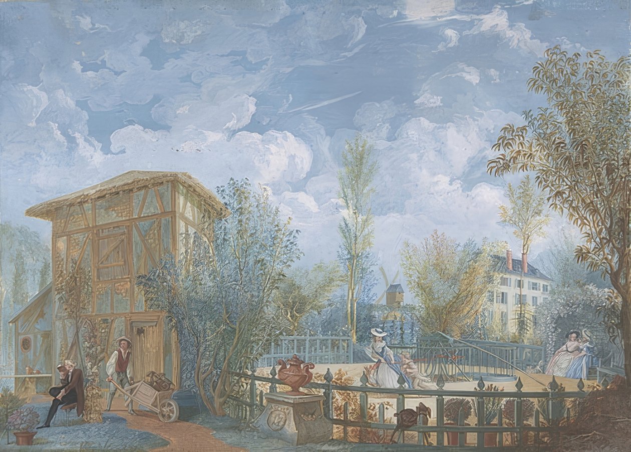 Personnes dans un jardin - Jean Démosthène Dugourc