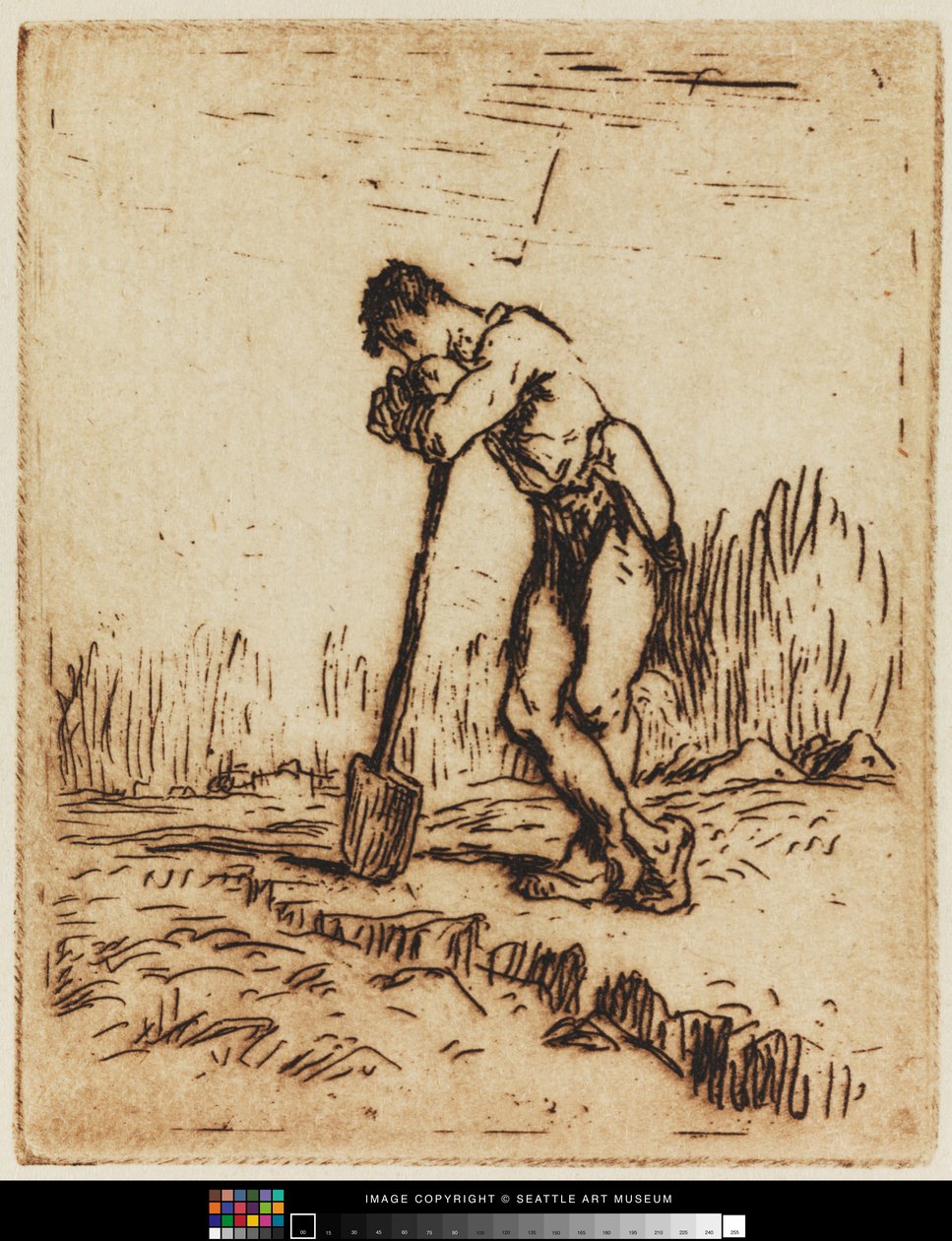 Homme appuyé sur sa bêche - Jean Francois I Millet