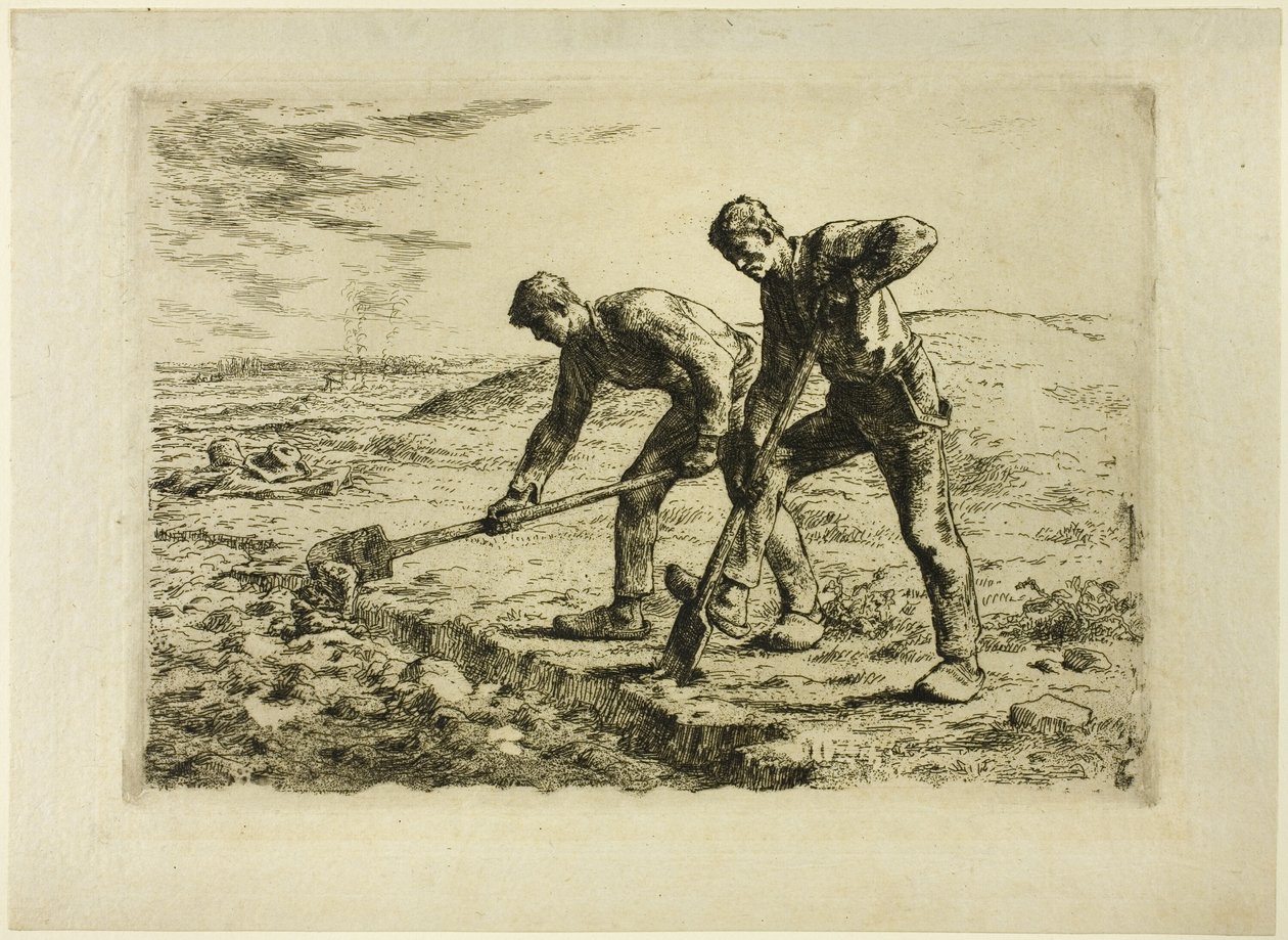 Deux Hommes Creusant - Jean Francois Millet