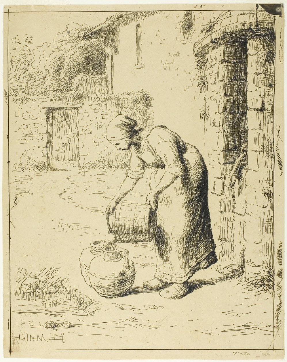 Femme vidant un seau - Jean Francois Millet