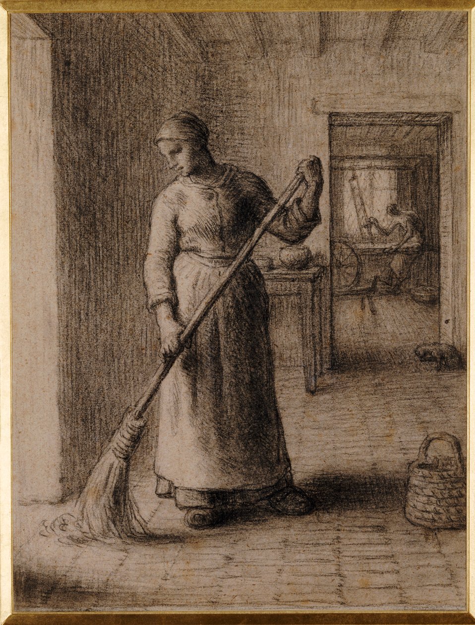 Femme balayant sa maison - Jean Francois Millet