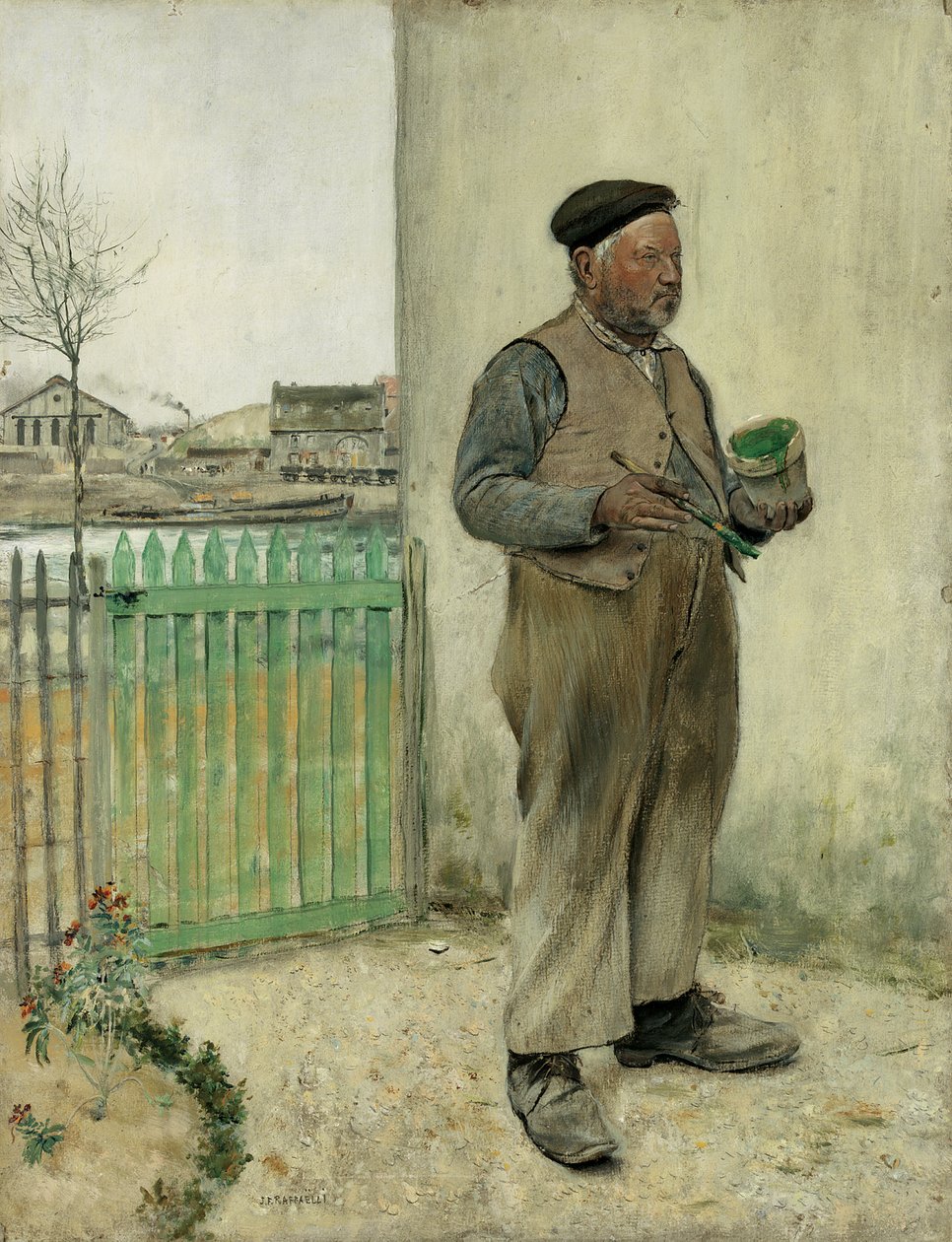 Homme venant de peindre sa clôture - Jean Francois Raffaelli