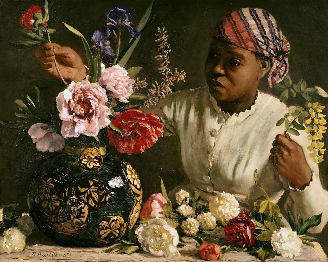 Femme noire avec des pivoines, 1870 - Jean Frederic Bazille