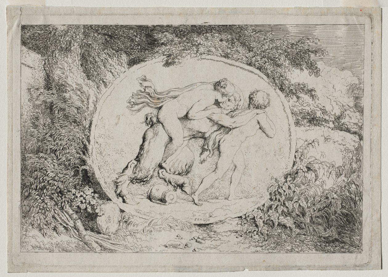 Bacchanales : Nymphe à califourchon sur un satyre - Jean Honore Fragonard