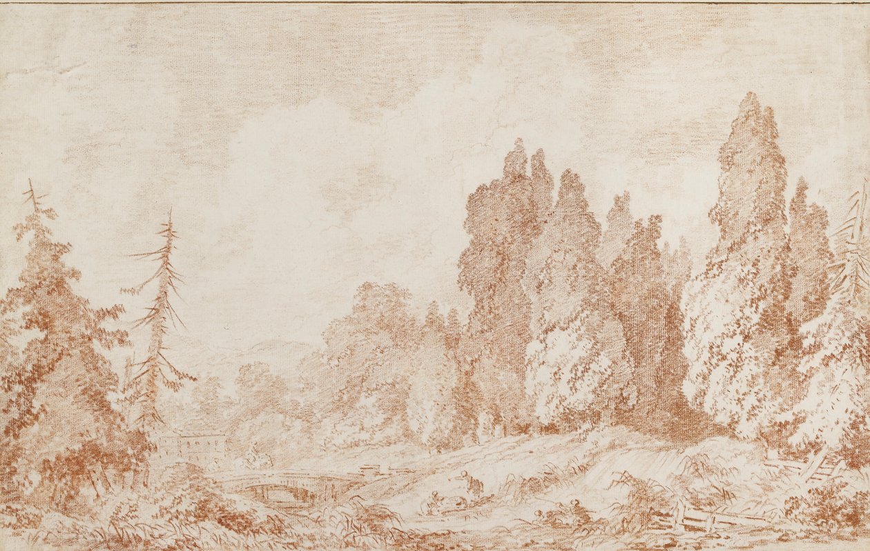 Paysage avec un pont, vers 1760 - Jean Honore Fragonard