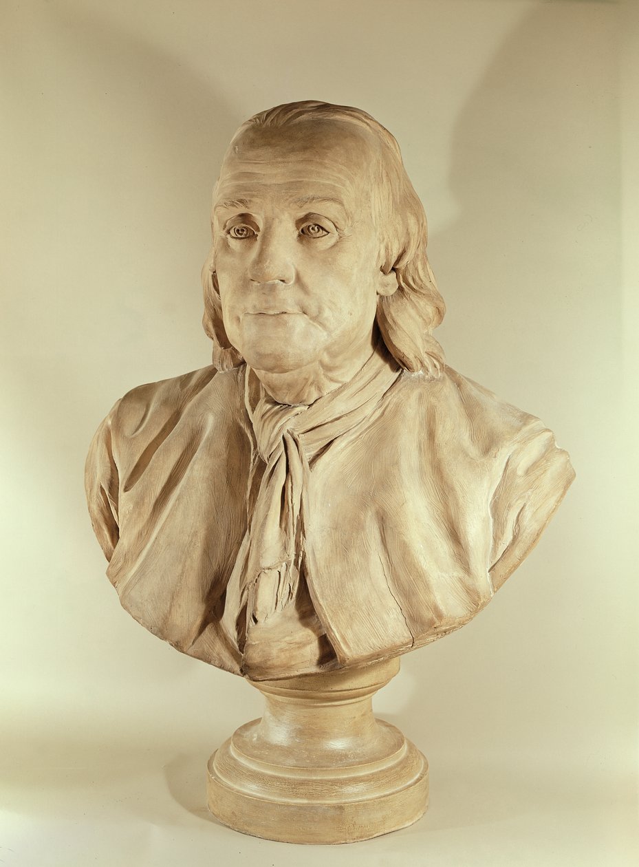 Buste de Benjamin Franklin (terre cuite) - Jean Jacques Caffieri