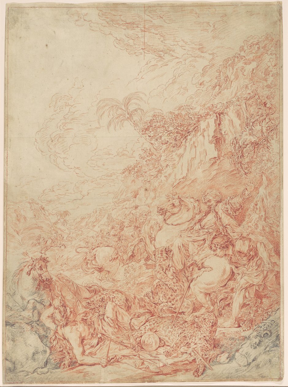 Chasse au léopard - Jean Jacques Flipart